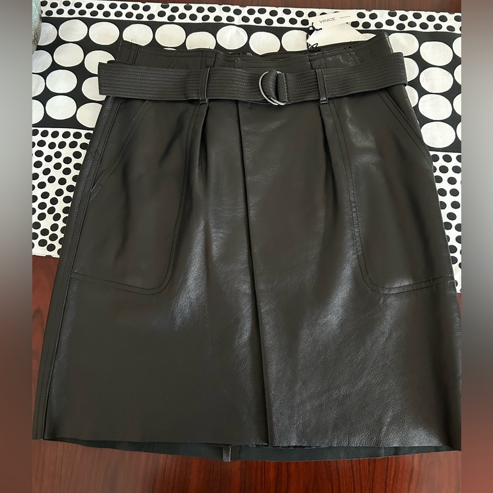 Vince Black Lamb Leather skirt